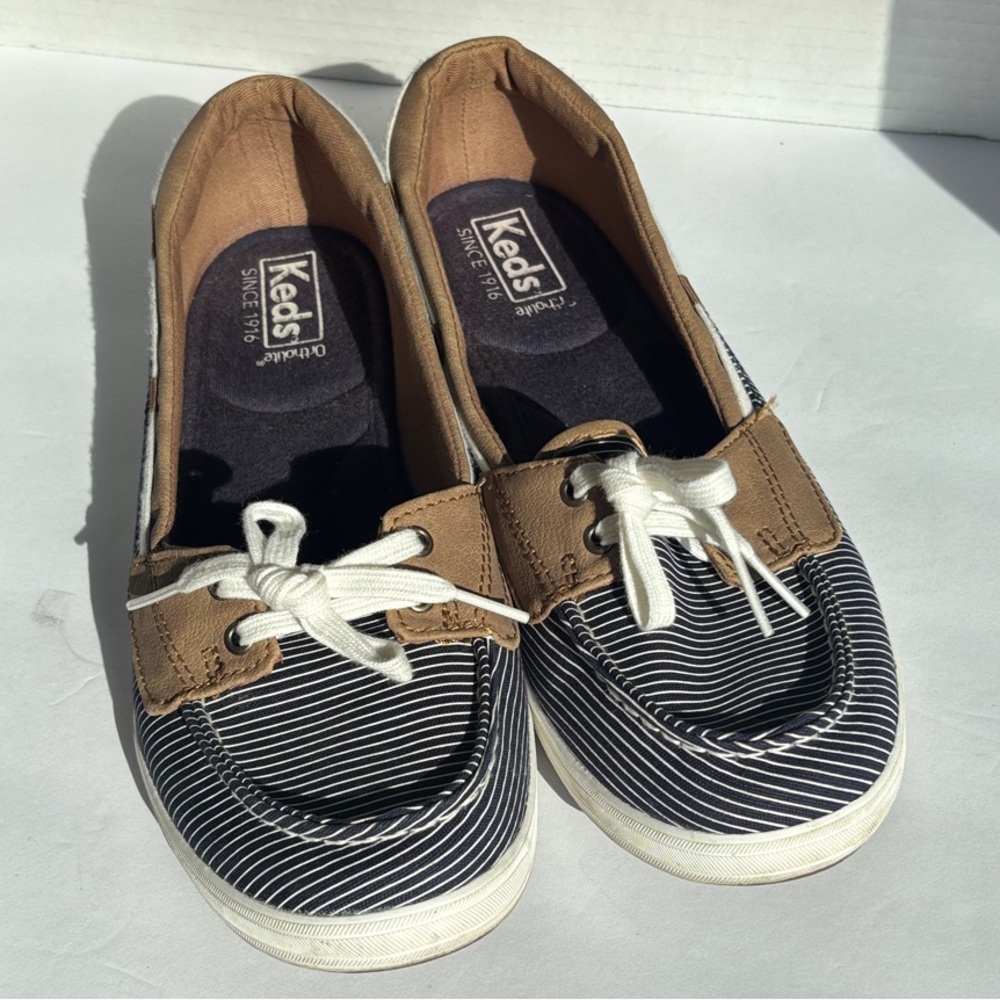 Keds Navy and Brown Striped Sneakers
